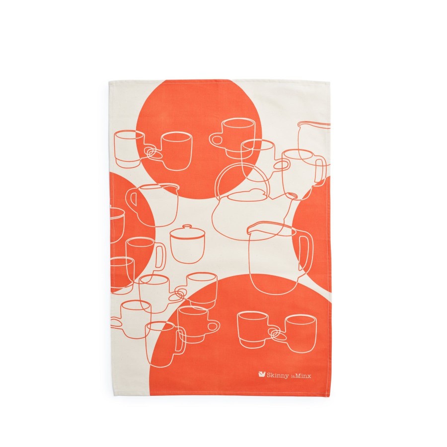 Hot Heath Ceramics 75Th Anniversary Tea Towel In Persimmon