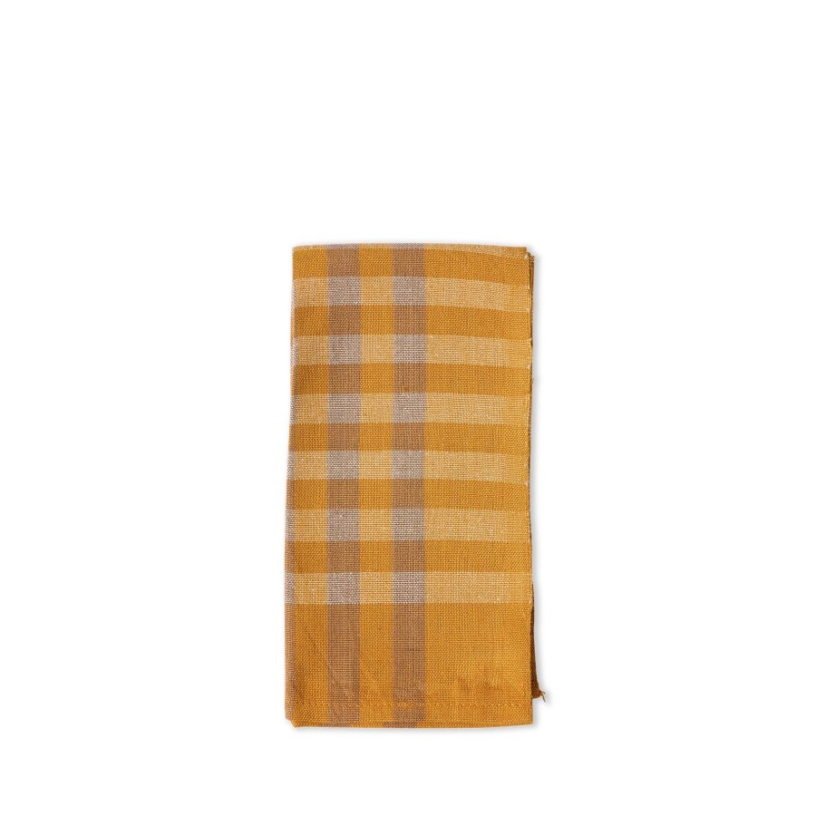 Hot Heath Ceramics Grid Napkin In Ochre (Set Of 2)